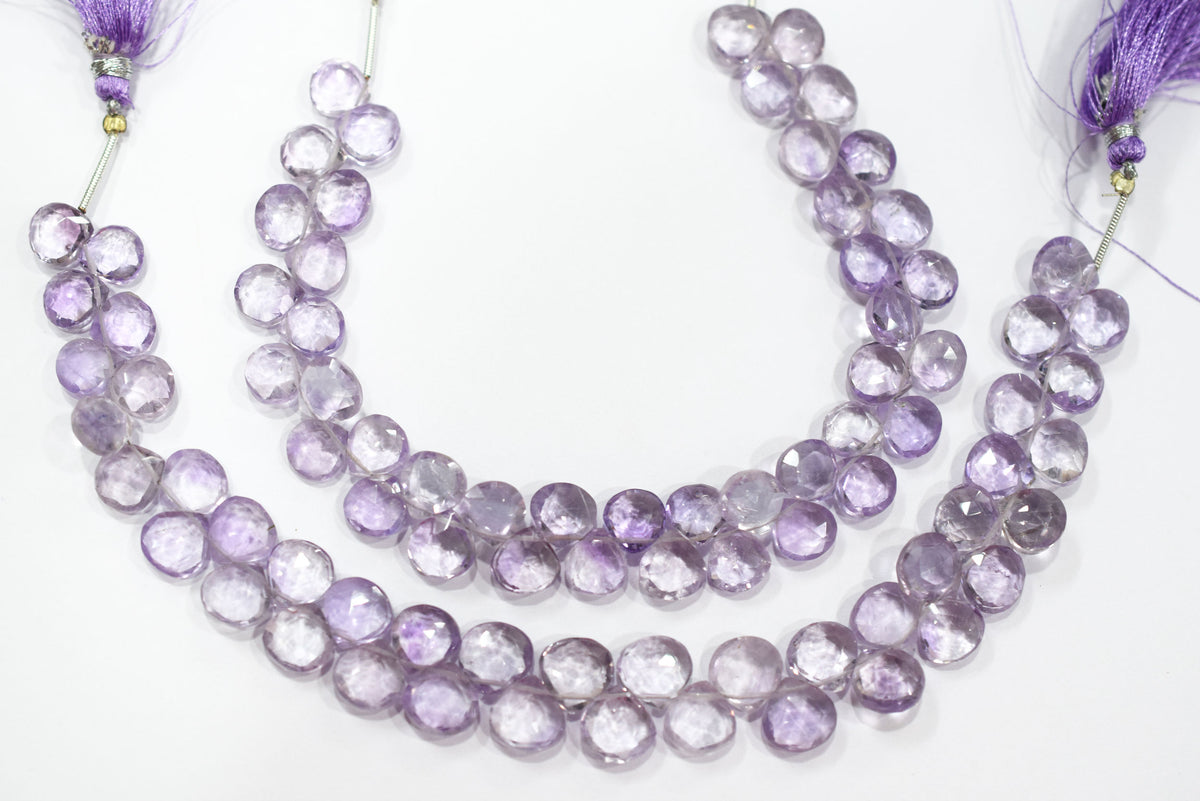 Beautiful Pink Amethyst Heart Faceted Beads Strands , Pink Amethyst 8 Inches Briolettes, Sold By Strand ,8.50x8.50 - 9.50x9.50 mm , 33152