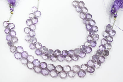 Beautiful Pink Amethyst Heart Faceted Beads Strands , Pink Amethyst 8 Inches Briolettes, Sold By Strand ,8.50x8.50 - 9.50x9.50 mm , 33152