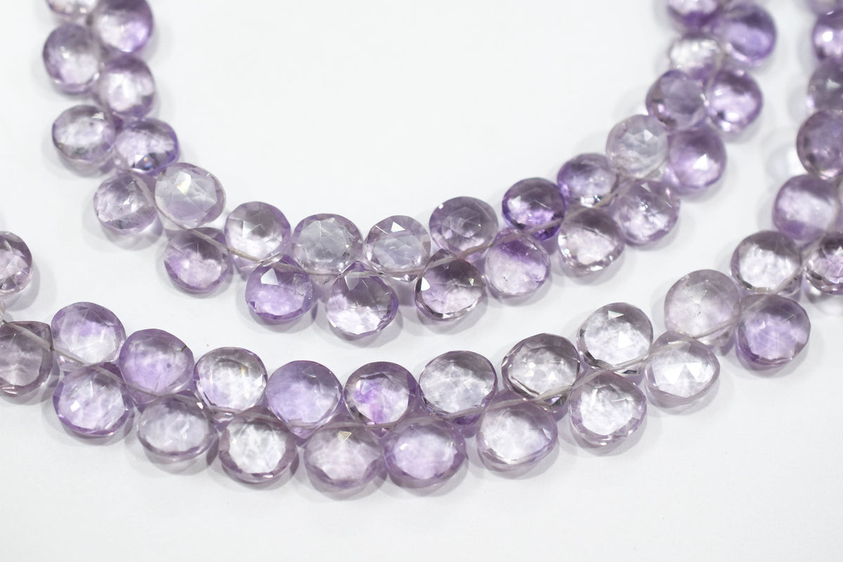 Beautiful Pink Amethyst Heart Faceted Beads Strands , Pink Amethyst 8 Inches Briolettes, Sold By Strand ,8.50x8.50 - 9.50x9.50 mm , 33152