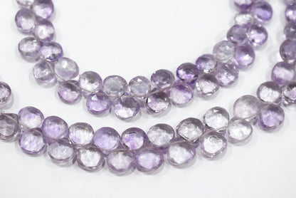 Beautiful Pink Amethyst Heart Faceted Beads Strands , Pink Amethyst 8 Inches Briolettes, Sold By Strand ,8.50x8.50 - 9.50x9.50 mm , 33152