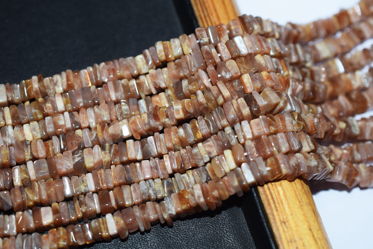 Natural Golden Shine Moonstone Heishi Square Shape Beads Strand, 16 Inches , Sold By Strand, Size 5.50 to 6.00 mm , 33153