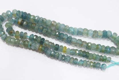 Aquamarine Shaded Rondelle Faceted Beads Strands, 15 Inches Strand, Size 5.00 To 6.50 mm, Sold By Strand , 33154