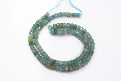 Aquamarine Shaded Rondelle Faceted Beads Strands, 15 Inches Strand, Size 5.00 To 6.50 mm, Sold By Strand , 33154