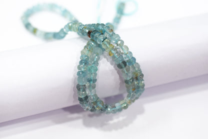 Natural Aquamarine Shaded Rondelle Faceted Beads Strands, 18 Inches Strand, Size 5.00 mm, Sold By Strand , 33155