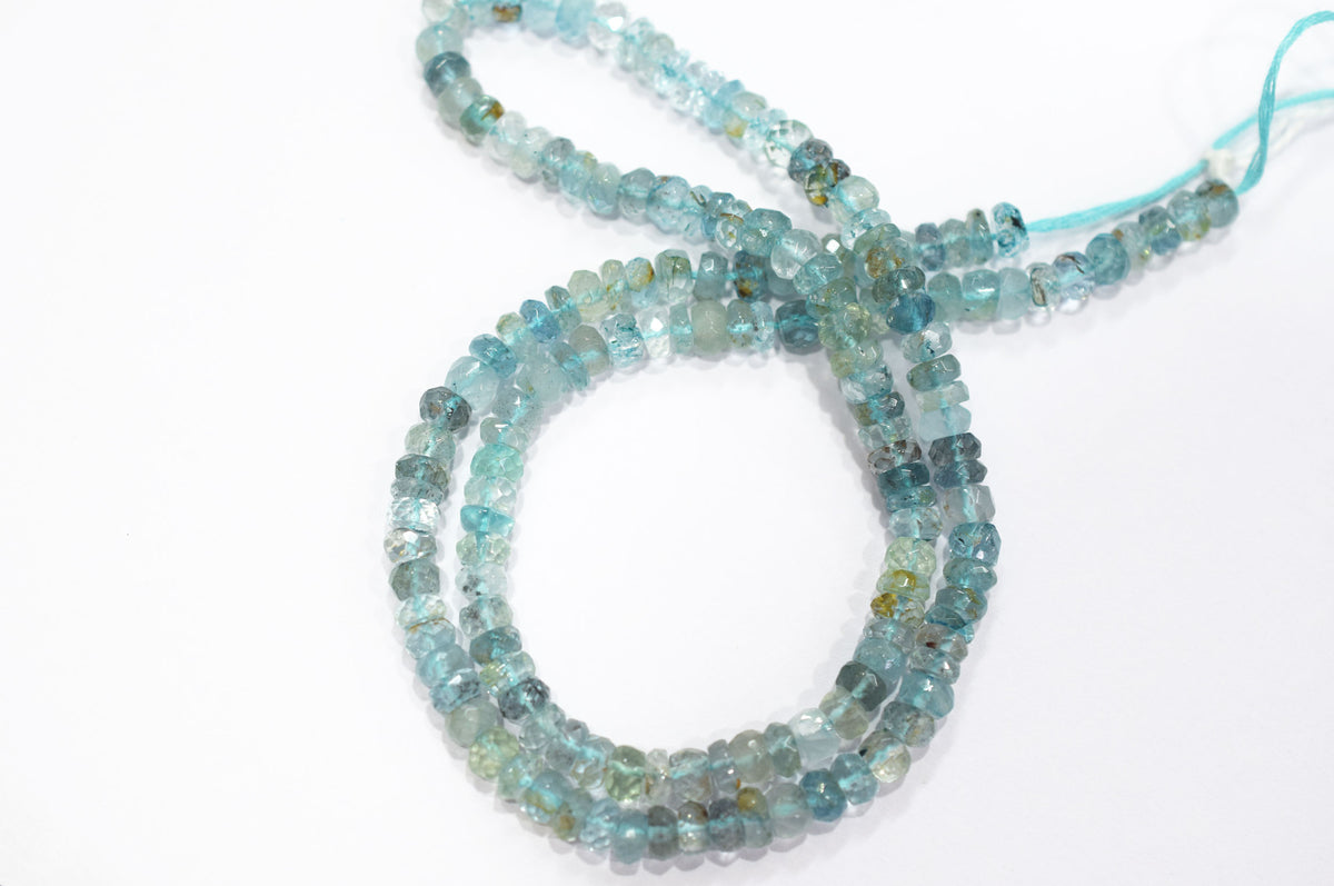 Natural Aquamarine Shaded Rondelle Faceted Beads Strands, 18 Inches Strand, Size 5.00 mm, Sold By Strand , 33155