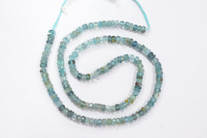 Natural Aquamarine Shaded Rondelle Faceted Beads Strands, 18 Inches Strand, Size 5.00 mm, Sold By Strand , 33155