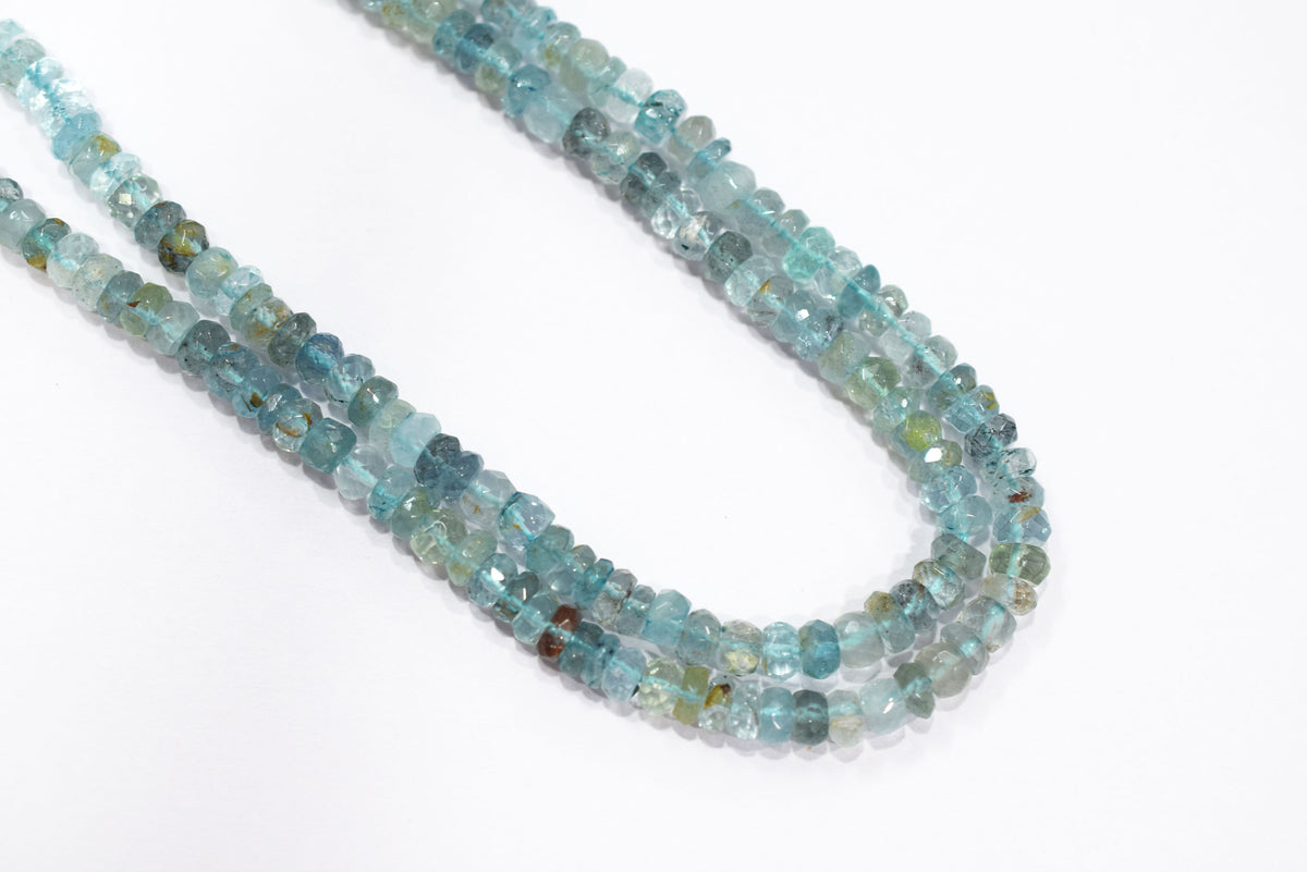 Natural Aquamarine Shaded Rondelle Faceted Beads Strands, 18 Inches Strand, Size 5.00 mm, Sold By Strand , 33155
