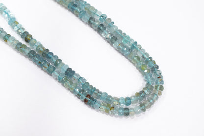 Natural Aquamarine Shaded Rondelle Faceted Beads Strands, 18 Inches Strand, Size 5.00 mm, Sold By Strand , 33155