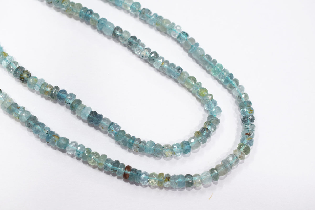 Natural Aquamarine Shaded Rondelle Faceted Beads Strands, 18 Inches Strand, Size 5.00 mm, Sold By Strand , 33155