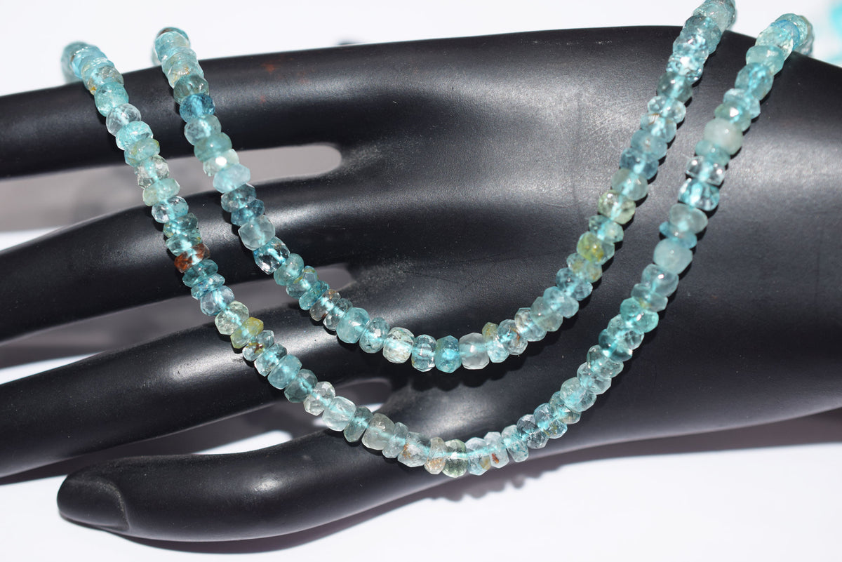 Natural Aquamarine Shaded Rondelle Faceted Beads Strands, 18 Inches Strand, Size 5.00 mm, Sold By Strand , 33155