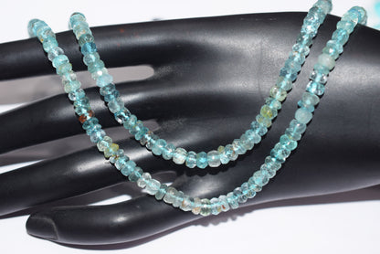 Natural Aquamarine Shaded Rondelle Faceted Beads Strands, 18 Inches Strand, Size 5.00 mm, Sold By Strand , 33155