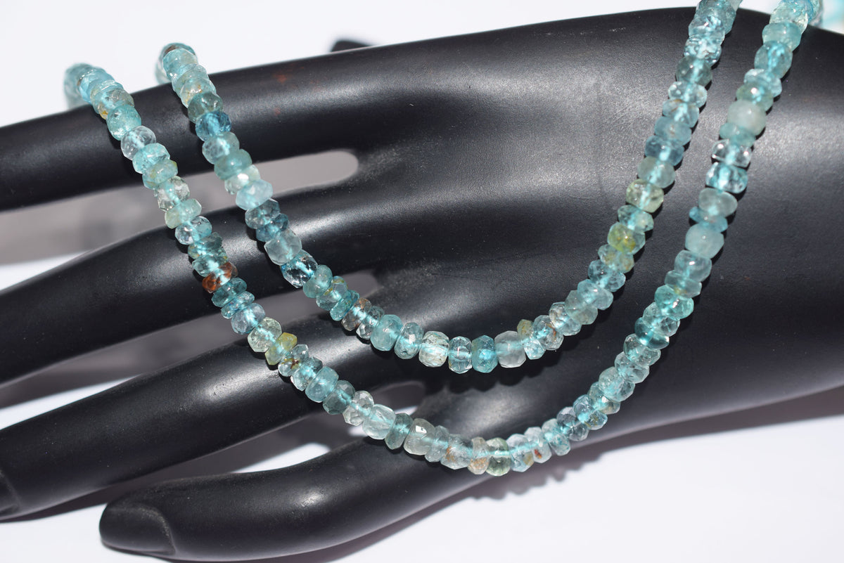 Natural Aquamarine Shaded Rondelle Faceted Beads Strands, 18 Inches Strand, Size 5.00 mm, Sold By Strand , 33155