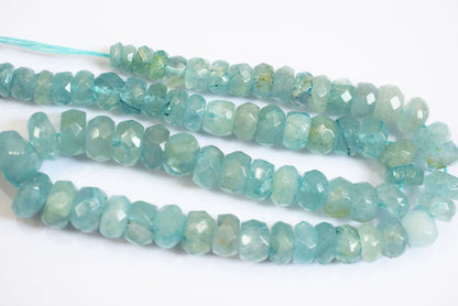 12 Inches Strand, Aquamarine Shaded Rondelle Faceted Beads Strand, Sold By Strand , Beads Size 5.00 To 9.00 mm , 33157