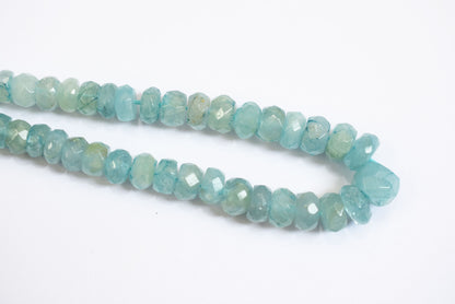12 Inches Strand, Aquamarine Shaded Rondelle Faceted Beads Strand, Sold By Strand , Beads Size 5.00 To 9.00 mm , 33157