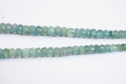 12 Inches Strand, Aquamarine Shaded Rondelle Faceted Beads Strand, Sold By Strand , Beads Size 5.00 To 9.00 mm , 33157