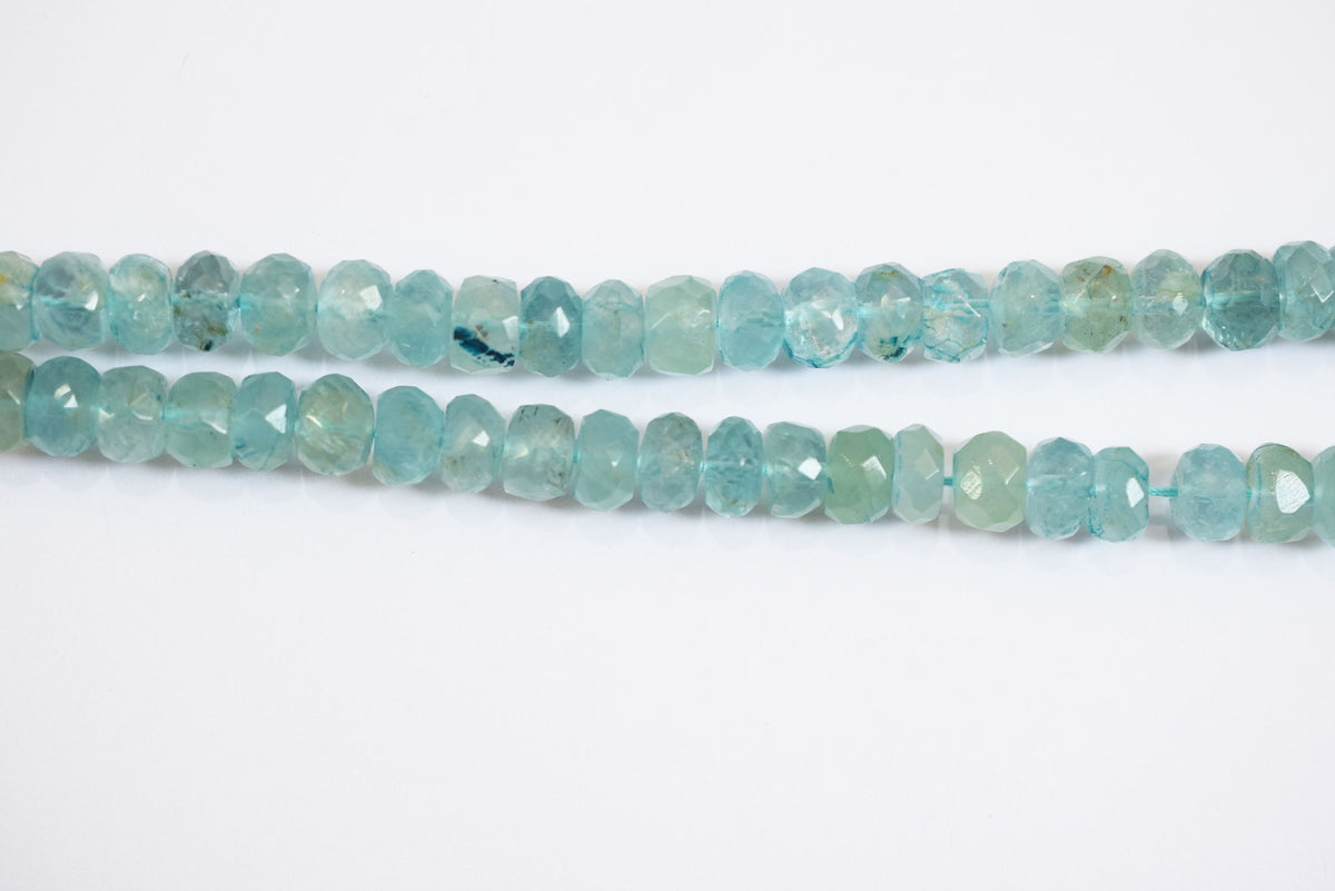 15 Inches Strand, Aquamarine Shaded Rondelle Faceted Beads Strand, Sold By Strand , Beads Size 7.00 To 9.00 mm , 33158