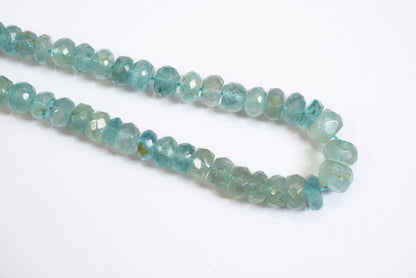 15 Inches Strand, Aquamarine Shaded Rondelle Faceted Beads Strand, Sold By Strand , Beads Size 7.00 To 9.00 mm , 33158