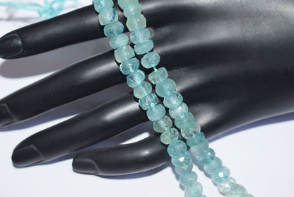 15 Inches Strand, Aquamarine Shaded Rondelle Faceted Beads Strand, Sold By Strand , Beads Size 7.00 To 9.00 mm , 33158