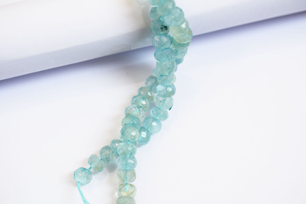 15 Inches Strand, Aquamarine Shaded Rondelle Faceted Beads Strand, Sold By Strand , Beads Size 7.00 To 9.00 mm , 33158