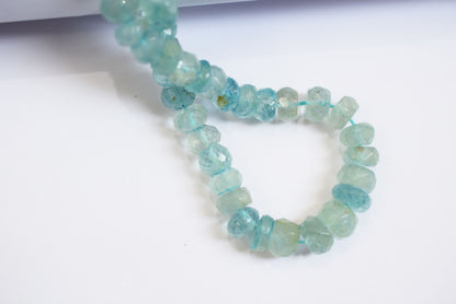 15 Inches Strand, Aquamarine Shaded Rondelle Faceted Beads Strand, Sold By Strand , Beads Size 7.00 To 9.00 mm , 33158