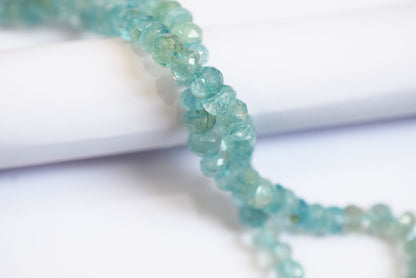 15 Inches Strand, Aquamarine Shaded Rondelle Faceted Beads Strand, Sold By Strand , Beads Size 7.00 To 9.00 mm , 33158