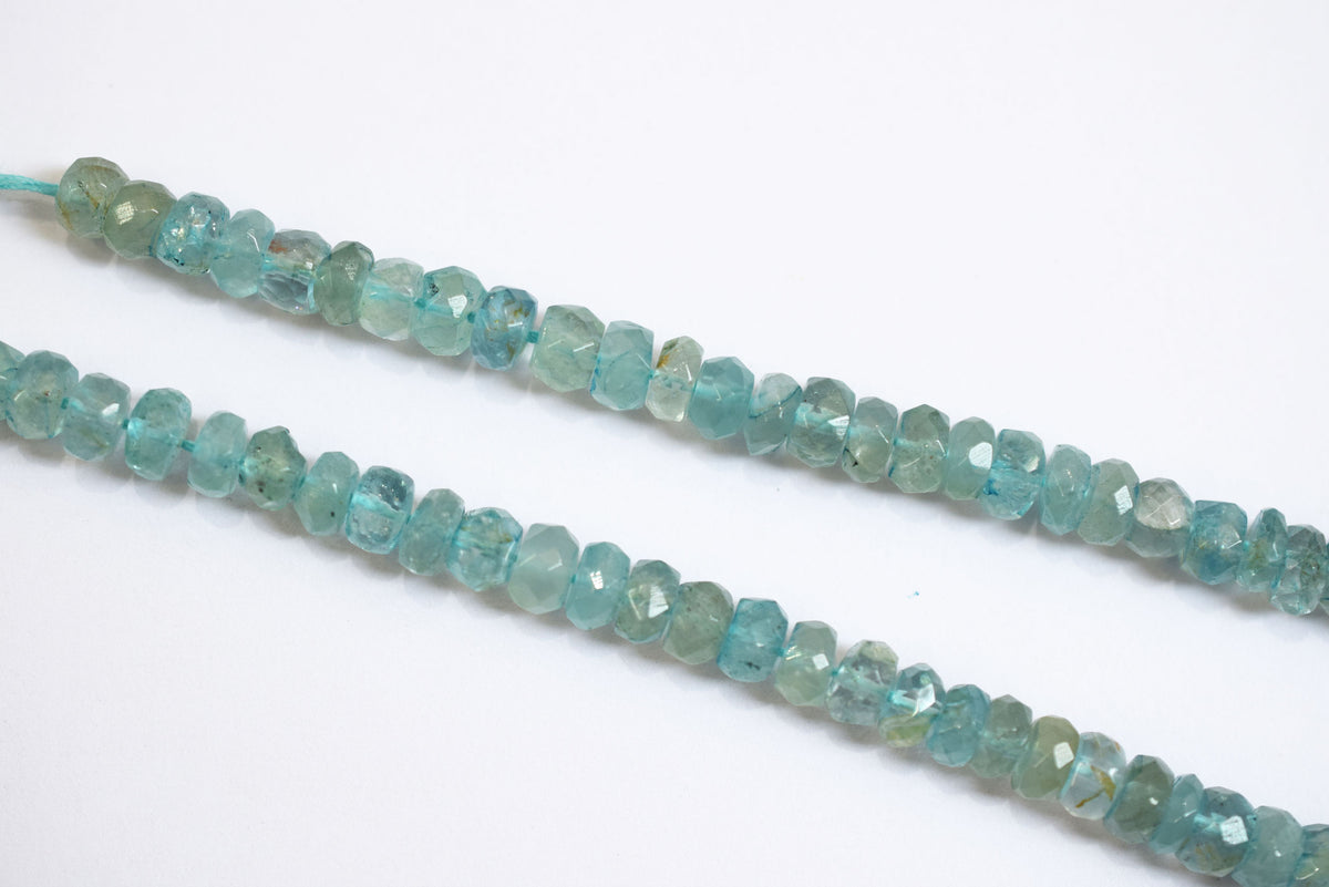 Natural Aquamarine 5.50 To 6.50 mm Shaded Rondelle Faceted Beads , Aquamarine 15 Inches Strand, Sold By Strand , 33159