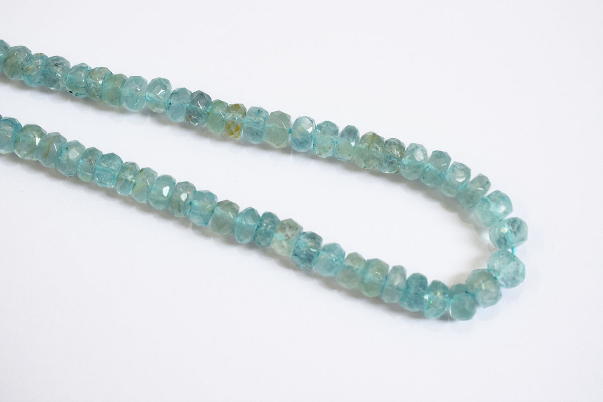 Natural Aquamarine 5.50 To 6.50 mm Shaded Rondelle Faceted Beads , Aquamarine 15 Inches Strand, Sold By Strand , 33159