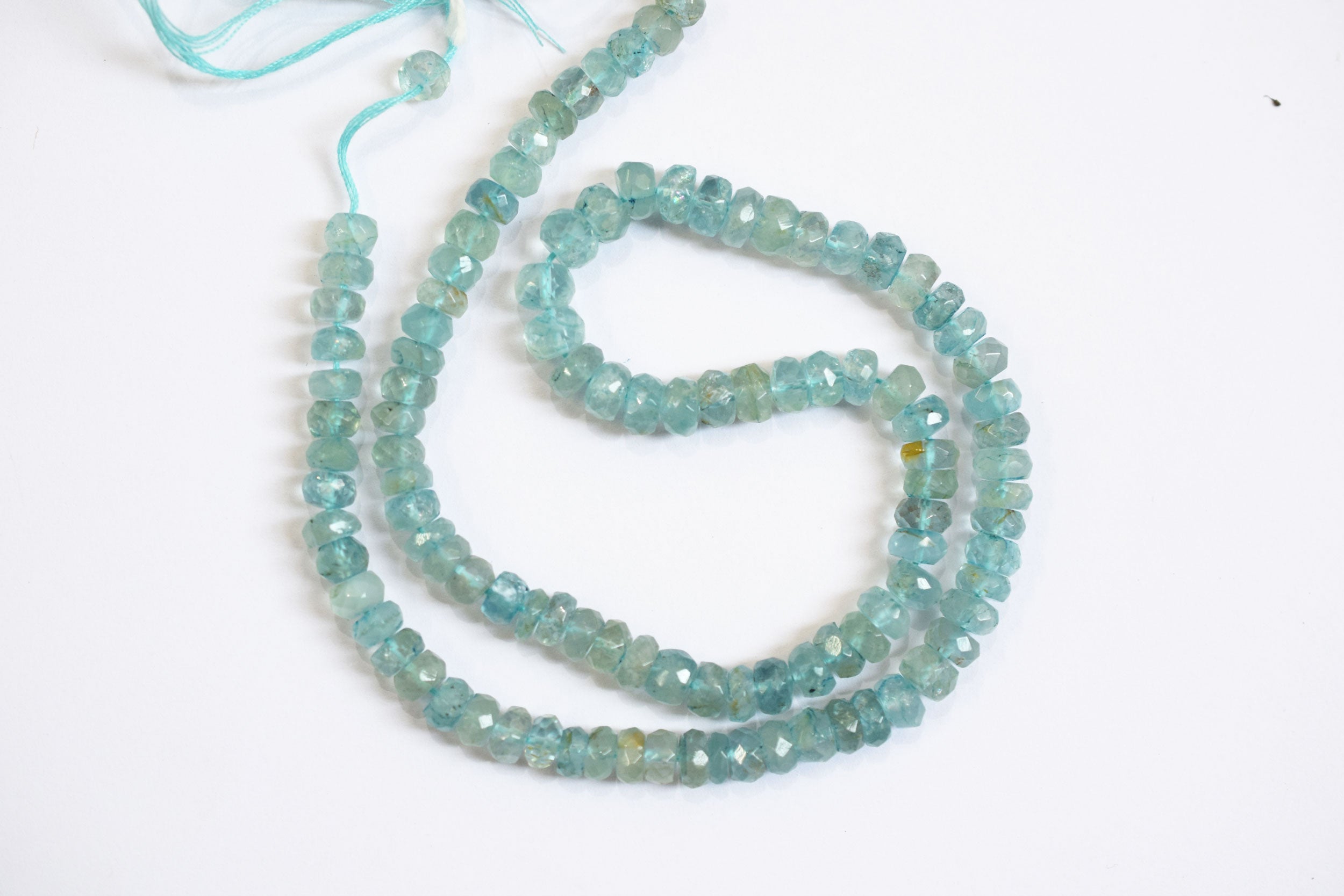 Natural Aquamarine 5.50 To 6.50 mm Shaded Rondelle Faceted Beads , Aquamarine 15 Inches Strand, Sold By Strand , 33159