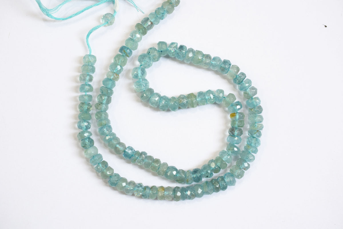 Natural Aquamarine 5.50 To 6.50 mm Shaded Rondelle Faceted Beads , Aquamarine 15 Inches Strand, Sold By Strand , 33159