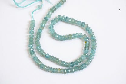 Natural Aquamarine 5.50 To 6.50 mm Shaded Rondelle Faceted Beads , Aquamarine 15 Inches Strand, Sold By Strand , 33159