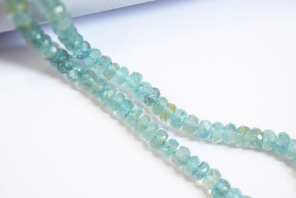 Natural Aquamarine 5.50 To 6.50 mm Shaded Rondelle Faceted Beads , Aquamarine 15 Inches Strand, Sold By Strand , 33159