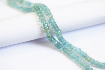 Natural Aquamarine 5.50 To 6.50 mm Shaded Rondelle Faceted Beads , Aquamarine 15 Inches Strand, Sold By Strand , 33159