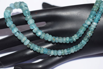 Natural Aquamarine 5.00 To 8.00 mm Shaded Rondelle Faceted Beads , Aquamarine 15 Inches Strand, Sold By Strand , 33160