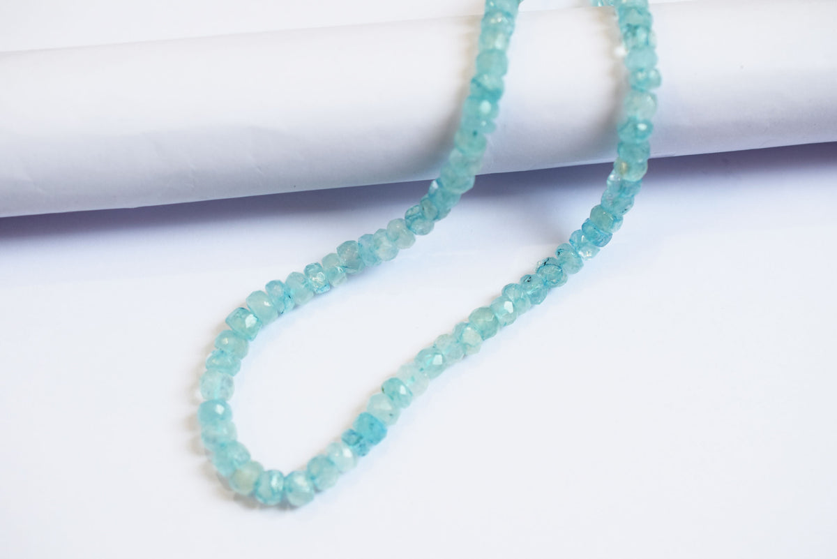 15 Inches Strand, Aquamarine Shaded Rondelle Faceted Beads Strand, Sold By Strand , Beads Size 5.00 To 6.00 mm , 33162