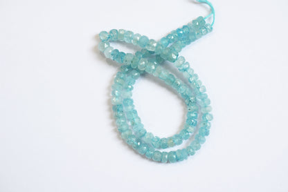 15 Inches Strand, Aquamarine Shaded Rondelle Faceted Beads Strand, Sold By Strand , Beads Size 5.00 To 6.00 mm , 33162
