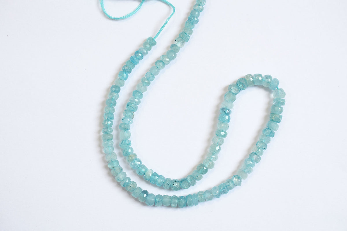 15 Inches Strand, Aquamarine Shaded Rondelle Faceted Beads Strand, Sold By Strand , Beads Size 5.00 To 6.00 mm , 33162