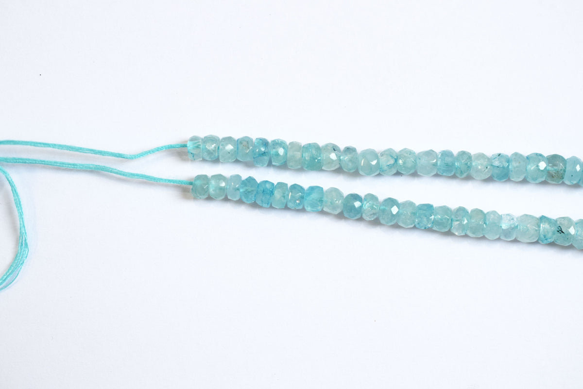 15 Inches Strand, Aquamarine Shaded Rondelle Faceted Beads Strand, Sold By Strand , Beads Size 5.00 To 6.00 mm , 33162