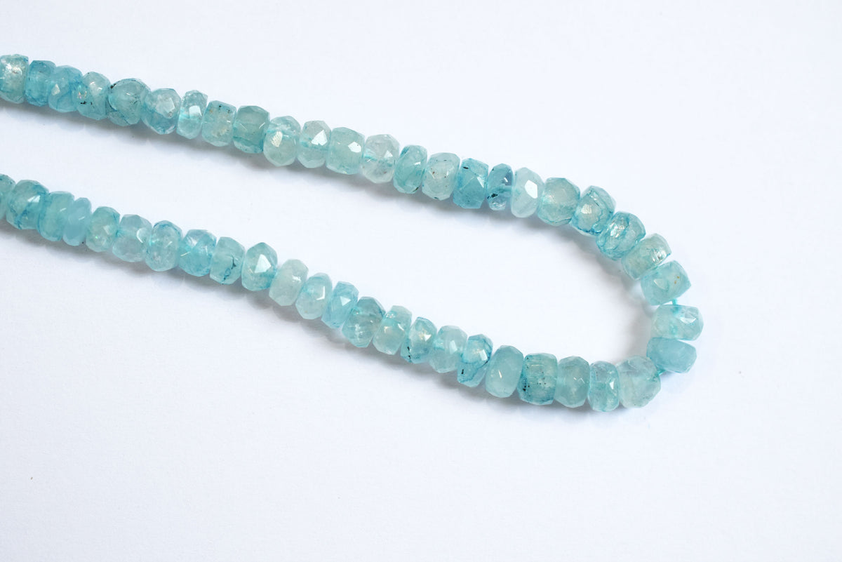 15 Inches Strand, Aquamarine Shaded Rondelle Faceted Beads Strand, Sold By Strand , Beads Size 5.00 To 6.00 mm , 33162