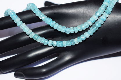 15 Inches Strand, Aquamarine Shaded Rondelle Faceted Beads Strand, Sold By Strand , Beads Size 5.00 To 6.00 mm , 33162