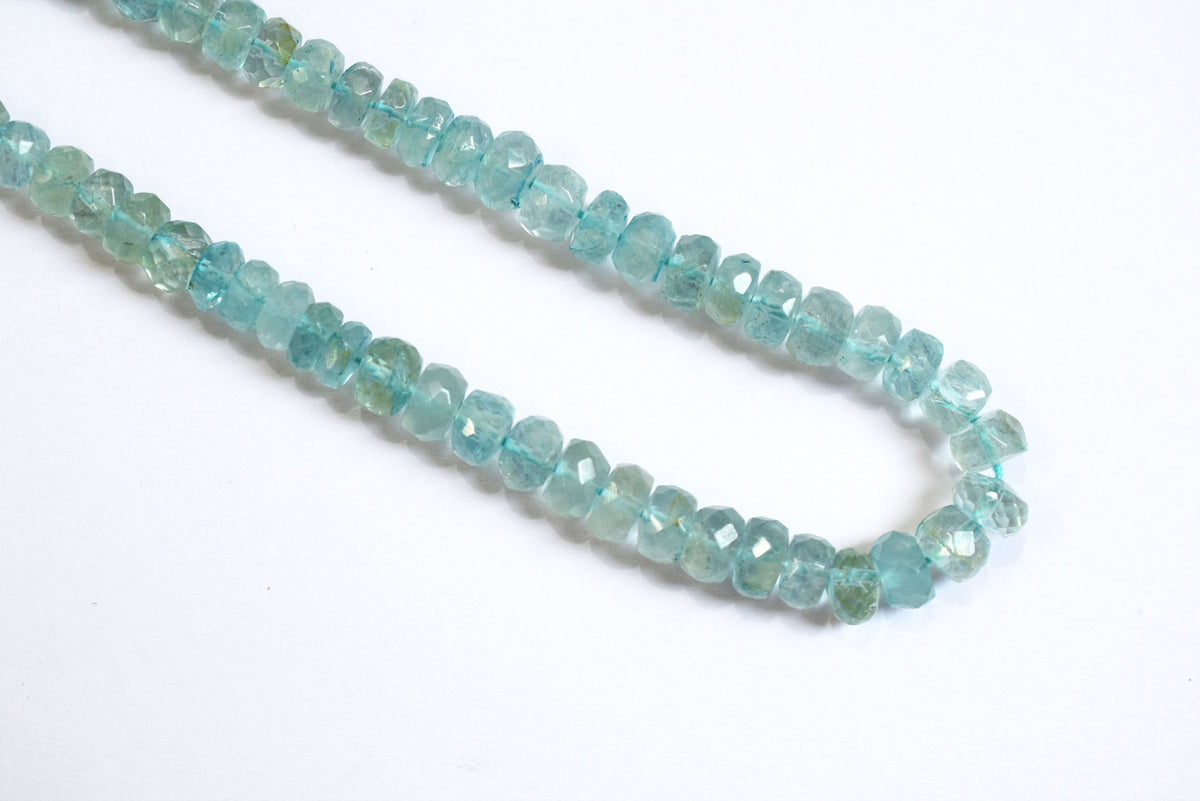 Natural Aquamarine 5.00 To 6.50 mm Shaded Rondelle Faceted Beads , Aquamarine 15 Inches Strand, Sold By Strand , 33163