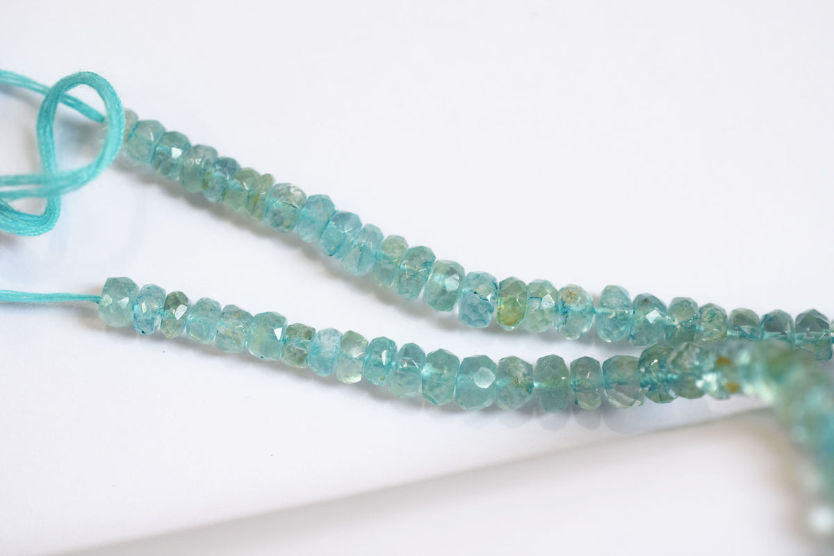 Natural Aquamarine 5.00 To 6.50 mm Shaded Rondelle Faceted Beads , Aquamarine 15 Inches Strand, Sold By Strand , 33163