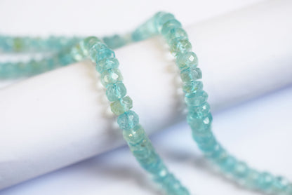 Natural Aquamarine 5.00 To 6.50 mm Shaded Rondelle Faceted Beads , Aquamarine 15 Inches Strand, Sold By Strand , 33163