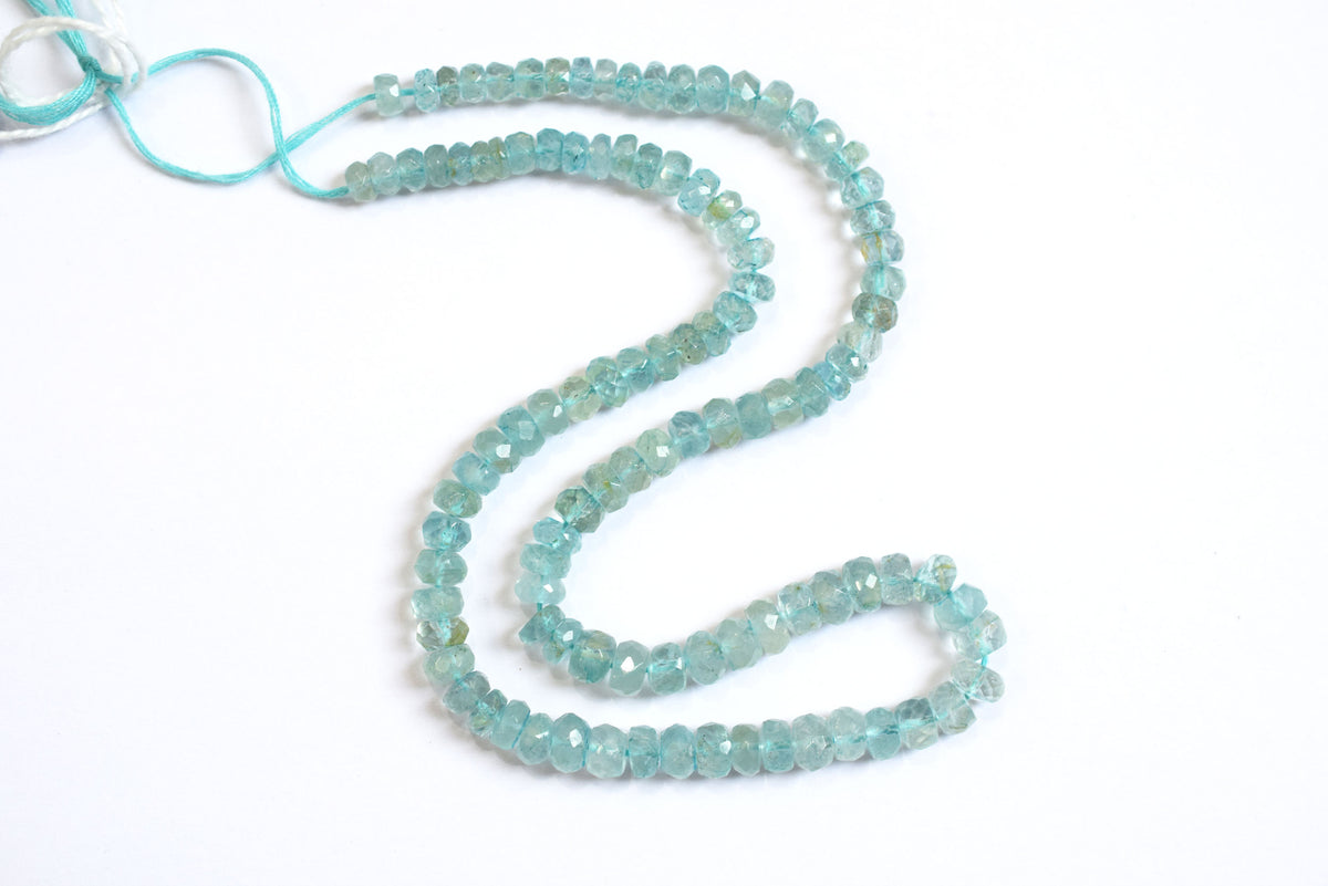 Natural Aquamarine 5.00 To 6.50 mm Shaded Rondelle Faceted Beads , Aquamarine 15 Inches Strand, Sold By Strand , 33163