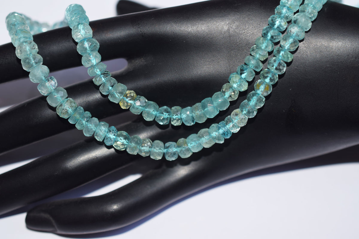 Natural Aquamarine 5.00 To 6.50 mm Shaded Rondelle Faceted Beads , Aquamarine 15 Inches Strand, Sold By Strand , 33163