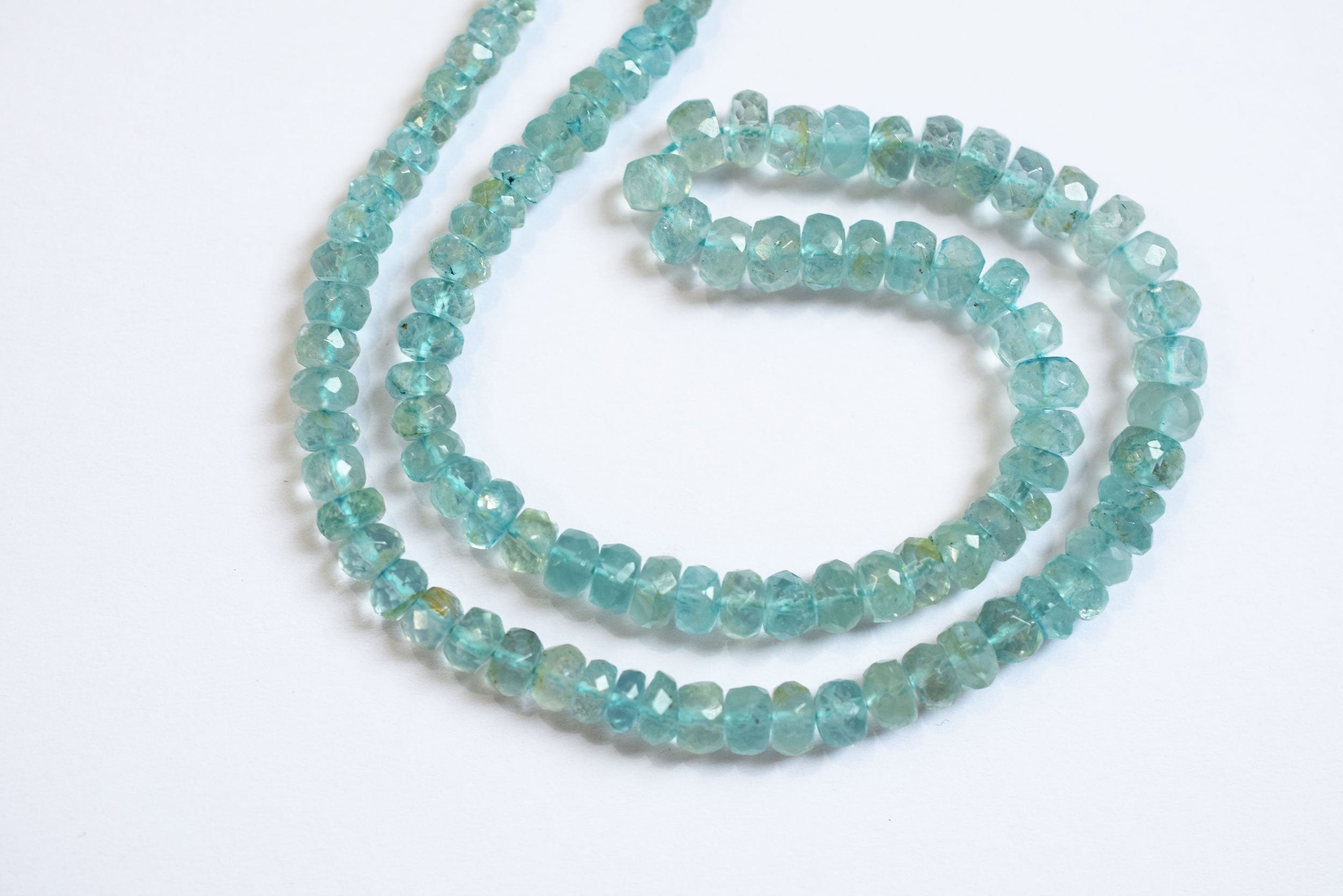 Natural Aquamarine 5.00 To 6.50 mm Shaded Rondelle Faceted Beads , Aquamarine 15 Inches Strand, Sold By Strand , 33163