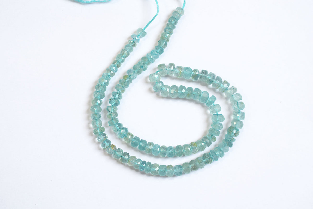 Natural Aquamarine 5.00 To 6.50 mm Shaded Rondelle Faceted Beads , Aquamarine 15 Inches Strand, Sold By Strand , 33163
