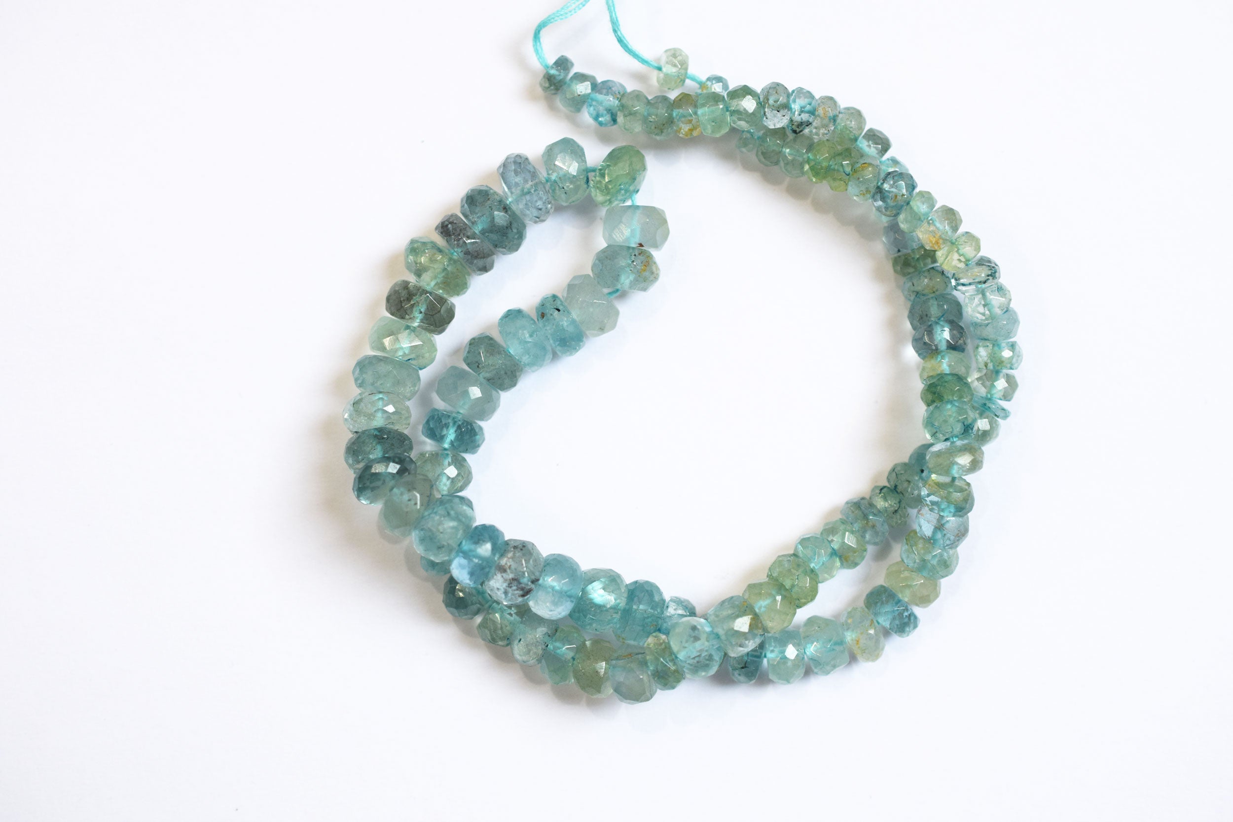 Natural Aquamarine 5.00 To 8.50 mm Shaded Rondelle Faceted Beads , Aquamarine 15 Inches Strand, Sold By Strand , 33164
