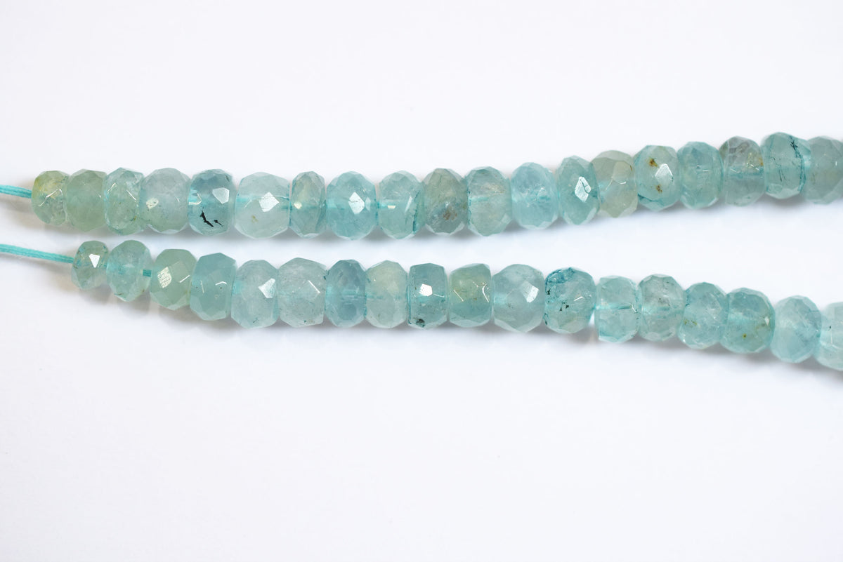 15 Inches Strand, Aquamarine Shaded Rondelle Faceted Beads Strand, Sold By Strand , Beads Size 6.50 To 7.50 mm , 33165