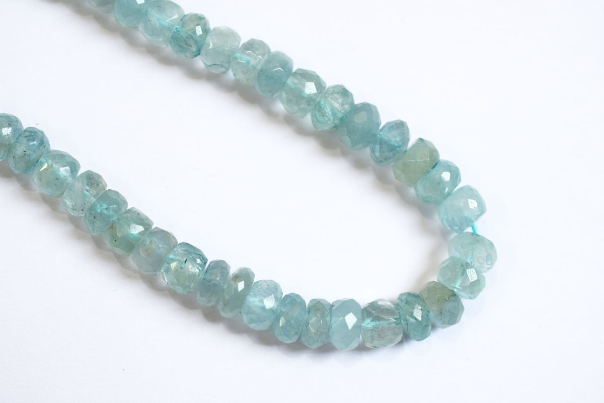 15 Inches Strand, Aquamarine Shaded Rondelle Faceted Beads Strand, Sold By Strand , Beads Size 6.50 To 7.50 mm , 33165