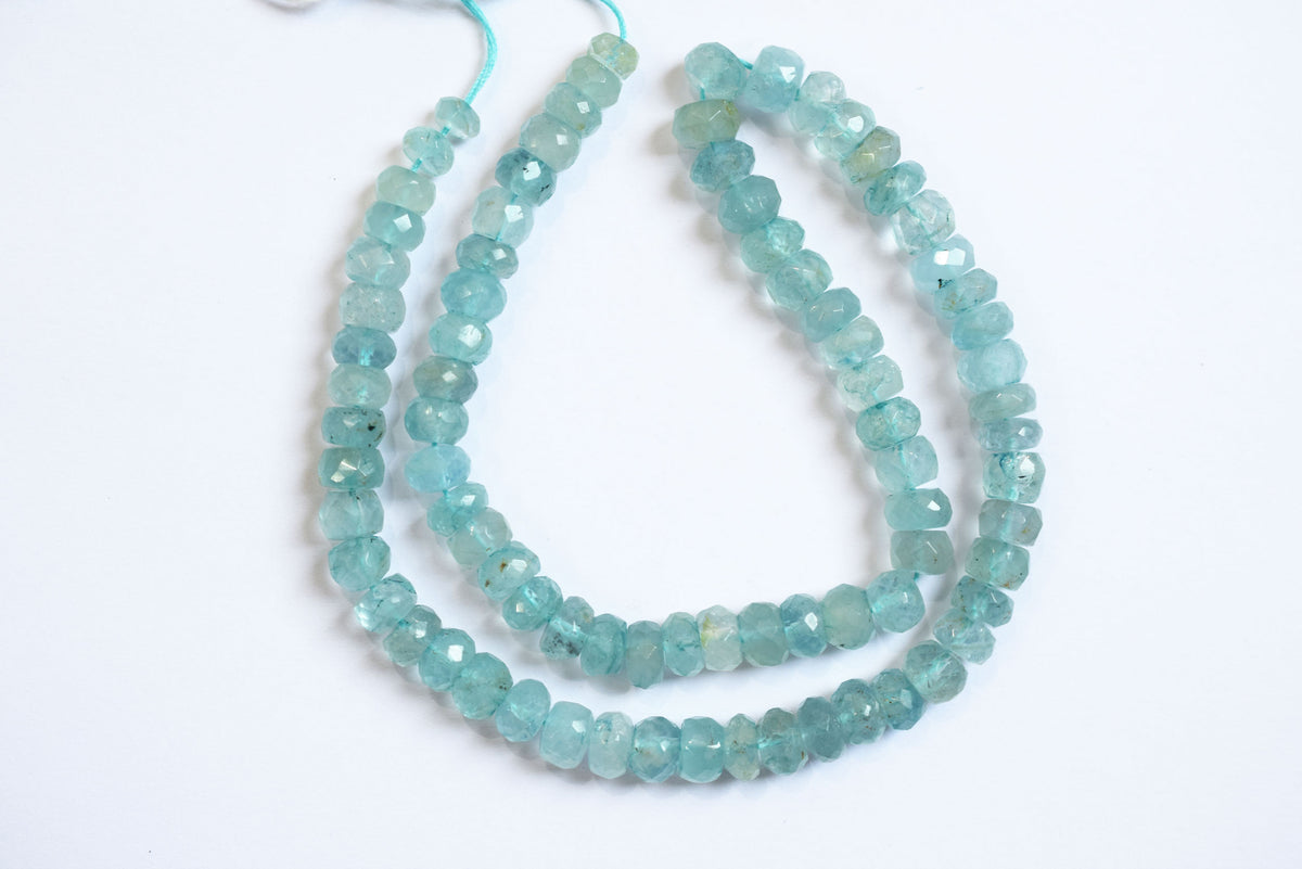 15 Inches Strand, Aquamarine Shaded Rondelle Faceted Beads Strand, Sold By Strand , Beads Size 6.50 To 7.50 mm , 33165
